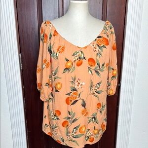 LOFT Orange Floral Blouse